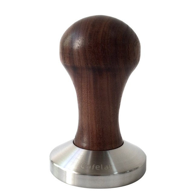 NUT WOODEN/S.STEEL TAMPER ESPRESSO FLAT