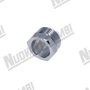 Хромована втулка G 3/8" для оглядового скла рівня - отвір Ø 12,5мм - вис. 12мм - шестигранник 17мм - для BRASILIA/ FIAMMA RST/ EXPOBAR