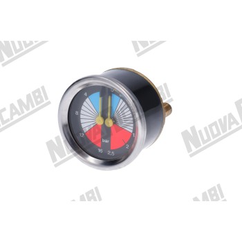 Манометр подвійної шкали 0-2,5/0-16 бар - з'єднання 1/8НР плоске - рамка Ø 65мм - корпус Ø 60мм для VIBIEMME/NUOVA SIMONELLI