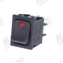 Чорний біполярний перемикач з червоним світловим LED, 250В, 16А, монтажний отвір 22x30мм