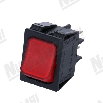 Червоний світловий біполярний перемикач - 250В - 16А - вбудований 22x30м