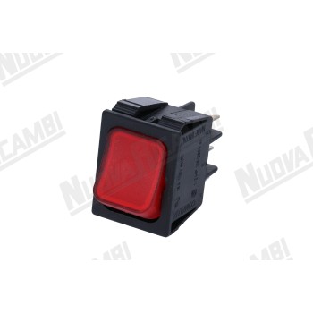 Червоний світловий біполярний перемикач - 250В - 16А - вбудований 22x30м