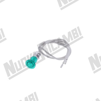 Зелена пілотна лампа з проводом 250В - 120°C - головка Ø 13,5мм - отвір Ø 10мм - для FAEMA