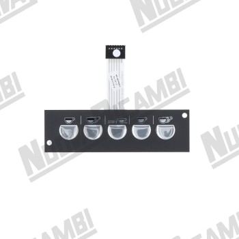 Мембрана сенсорної панелі 5 кнопок, срібна, для FAEMA ENOVA RESTYLING "A" 2/3 групи, 156x49мм, плоска, 6 контактів