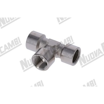 Т-образный фитинг G 3/8ВР - 3/8ВР - 3/8ВР - шестигранник 17мм - "никелированная" латунь