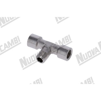 Т-образный фитинг G 1/8ВР - 1/8НР - 1/8ВР - наруж. 10мм - "никелированная латунь"