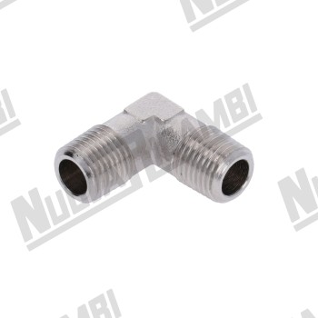 Кутовий фітинг G 1/4НР - 1/4НР - шестигранник 13мм - "нікельована латунь"