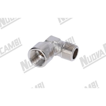 Угловой фитинг G 3/8НР - 3/8ВР - шестигранник 17мм - "никелированная латунь"