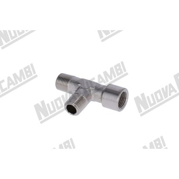 Т-образный фитинг G 1/8НР - 1/8НР - 1/8ВР - шестигранник 10мм - "никелированная латунь"