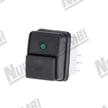 Чорний біполярний перемикач із зеленим світловим LED, 250В - 16А - отвір 22x30мм для RANCILIO EPOCA