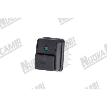 Чорний біполярний перемикач із зеленим світловим LED, 250В - 16А - отвір 22x30мм для RANCILIO EPOCA