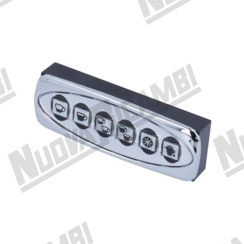 Сенсорна панель "GICAR" FRESCOBALDI 6 кнопок - 6 LED синіх, хромована, для BFC/CIME, 16 контактів (9.9.07.41G)