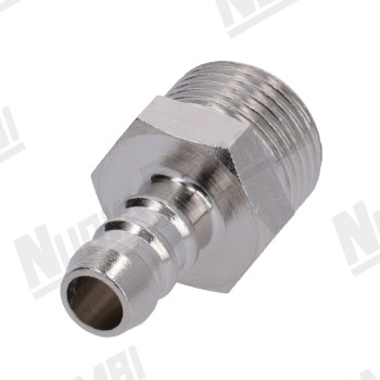 Нікельований латунний штуцер-адаптер для шланга - G 3/8НР - Ø 8мм