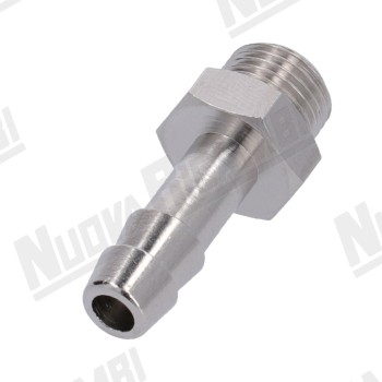 Нікельований латунний штуцер-адаптер для шланга - G 1/8НР - Ø 6мм