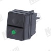 Чорний біполярний перемикач із зеленим світловим LED, 250В, 16А, монтажний отвір 22x30мм для QUAMAR/ MAZZER/ RANCILIO