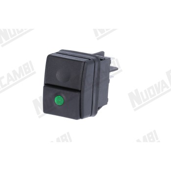 Чорний біполярний перемикач із зеленим світловим LED, 250В, 16А, монтажний отвір 22x30мм для QUAMAR/ MAZZER/ RANCILIO