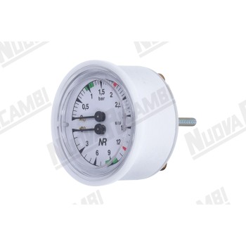 Манометр подвійної шкали 03/0-15 бар - з'єднання 1/8НР плоске - рамка Ø 70мм - корпус Ø 63мм для CMA ASTORIA