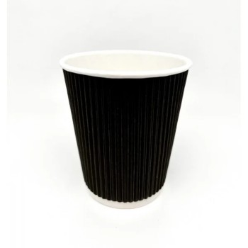 Стакан паперовий двошарова гофра чорна 300 мл., 25 шт.