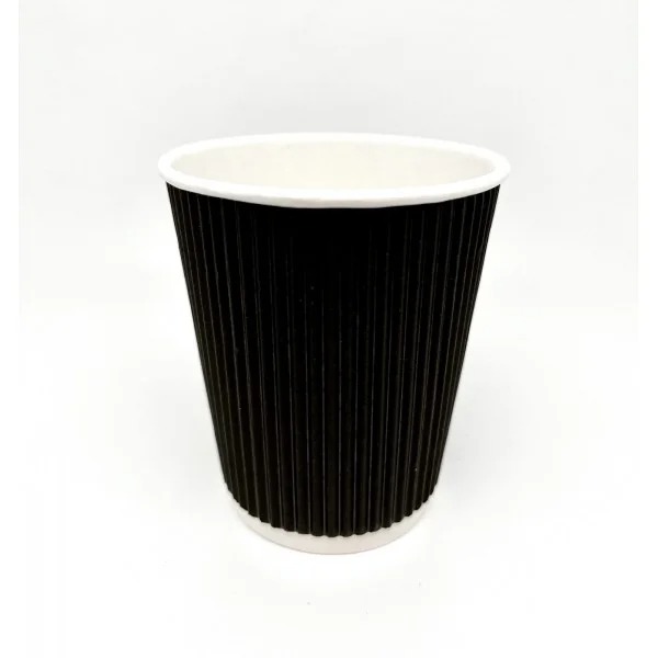Стакан паперовий двошарова гофра чорна 300 мл., 25 шт. Стакан паперовий двошарова гофра чорна 300 мл., 25 шт.
