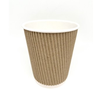Стакан паперовий двошарова гофра бура 300 мл., 25 шт.
