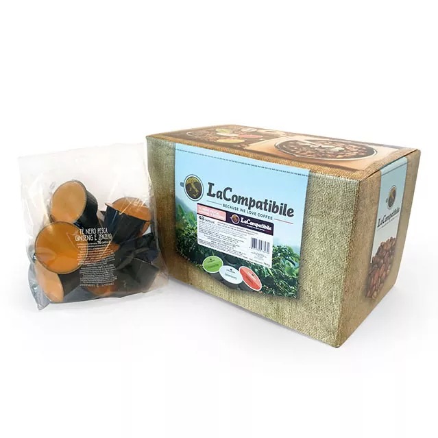 Чай у капсулі LaCompatibile, чорний з персиком, женьшенем та імбиром розчинний 48 капсул Dolce Gusto