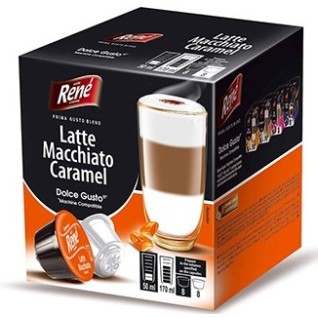 Кава в капсулах Rene Latte Macchiato Caramel, 8+8 капсул Dolce Gusto