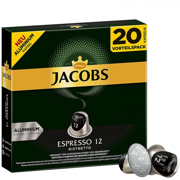 Кава в капсулах Jacobs Espresso 12 Ristretto, 20 капсул Nespresso Кава в капсулах Jacobs Espresso 12 Ristretto, 20 капсул Nespresso