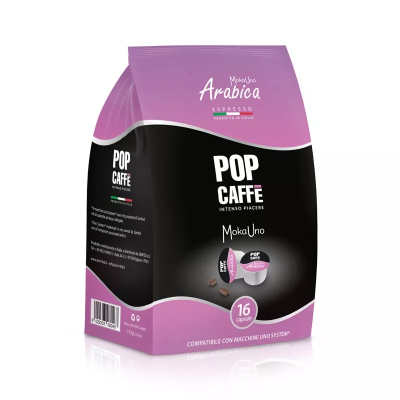 Кава в капсулах Pop Caffe Arabica, 100 капсул Uno System Кава в капсулах Pop Caffe Arabica, 100 капсул Uno System