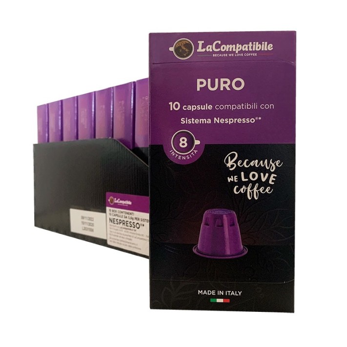 Кава у капсулах Puro Lacompatibile, 10 капсул Nespresso