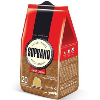 Кава в капсулах Soprano Lungo Crema, 20 капсул Nespresso