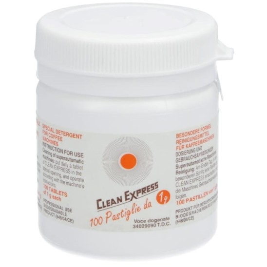 Коробка "CLEAN EXPRESS" - засіб для чищення кавомашин - 100 таблеток по 1гр - Ø 11 мм Коробка "CLEAN EXPRESS" - засіб для чищення кавомашин - 100 таблеток по 1гр - Ø 11 мм