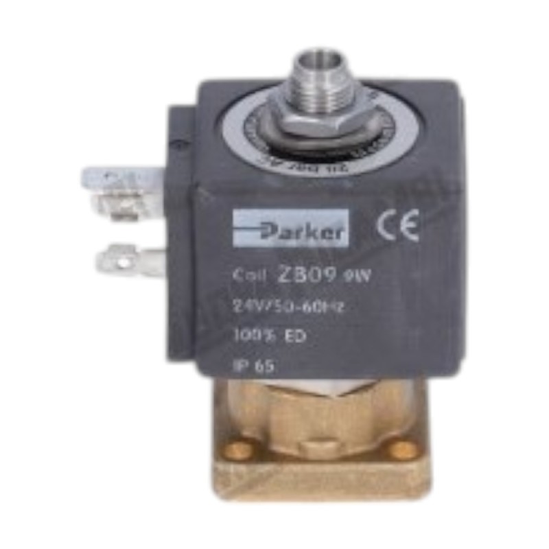 Електромагнітний клапан PARKER 3-ходовий V24/50-60 9Вт, отвір Ø 1,5 - 10 бар - рубінове ущільнення, дренаж плоский 1/8