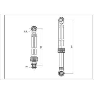 Амортизатор бака для пральної машини Gorenje AKS 111818 120N L=185-240mm D отвору=8/12mm