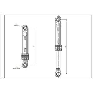 Амортизатор бака для пральної машини LG 4901ER2003B AKS 80N L=165-260mm D отворів=11mm