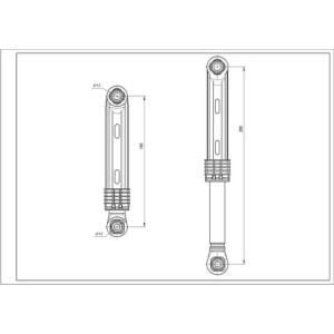 Амортизатор бака для пральної машини Samsung DC66-00343D AKS 80N L=165-260mm D отворів=10/13mm