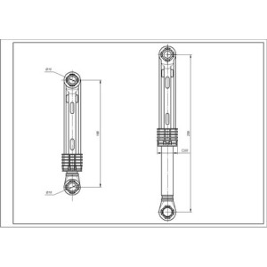 Амортизатор бака для пральної машини Samsung DC66-00343F AKS 60N L=170-250mm D отворів=10mm