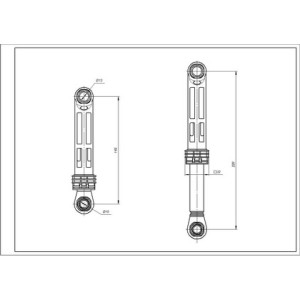 Амортизатор бака для пральної машини  Samsung AKS DC66-00531A 70N L=145-220mm D отвору=10/13mm