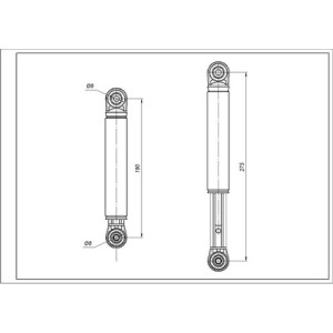 Амортизатор бака для пральної машини Bosch ANSA 00118869 90N L=190-280mm D отвору=8mm
