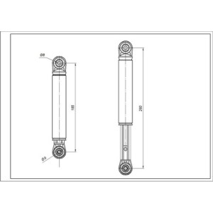 Амортизатор бака для пральної машини Miele 4500826 ANSA 120N L=180-270mm D отворів=8mm