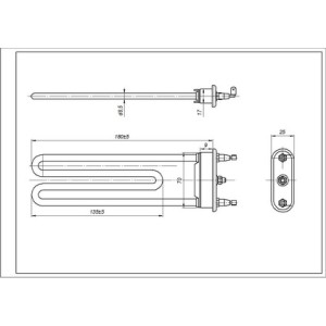 ТЕН для пральної машини Ardo 524017300 Thermowatt TP 183-LB-1900 L=183 mm 1900 W