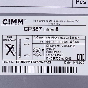 Розширювальний бак Cimm 8 л M14x1 для газового котла Baxi Eco, Luna, Main, Westen Quasar, Pulsar 5663880