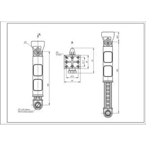 Амортизатор бака для пральної машини Candy 41017168 120N L=185-265mm D отвору=11mm