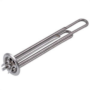 Тен для бойлера Kaneta 34013100000 2000W (нержавійка) L=310mm фланец 64mm, 2 трубки под датчик анод M4