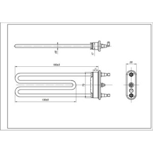 ТЕН для пральної машини Samsung DC47-00006B Kawai TPD 180-SG-1900 L=180 mm 1900 W