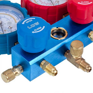 Манометрический коллектор 2-вентильный LEETO LMG-2-R410A (R410 R407 R134 R22) + шланги 3шт.x1200mm