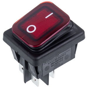 Вимикач 16A-250V/20A-125V 4 контакта (універсальний) червоний