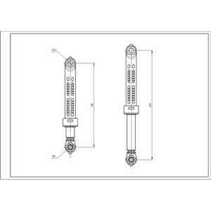 Амортизатор бака для пральної машини Gorenje 111818 Suspa 120N L=185-240mm D отворів=8/12mm