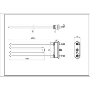 ТЕН для пральної машини Zanussi 1321807107 TPO 235-SB-1950 Thermowatt L=235 mm 1950 W