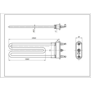 ТЕН для пральної машини Whirlpool 481010645279 Thermowatt TPD 245-SG-2050 L=245 mm 2050 W