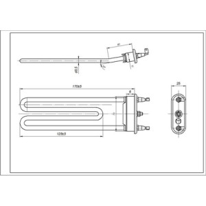 ТЕН для пральної машини Ariston C00087188 TZO 170-SG-1800 Thermowatt L=170 mm 1800 W